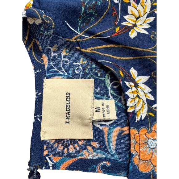 IMADALINE DRESS Blue Long Floral Dress,Boho, Size M, Has Extra Button on inside - Picture 11 of 11